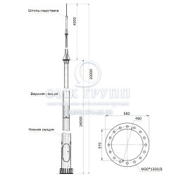 Молниеотвод МОГК-20 м на базе ВМОН-16,0-ц